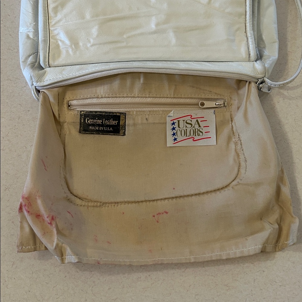 USA Colors White Leather American Flag Shoulder Crossbody Bag Purse Clutch - Picture 8 of 16